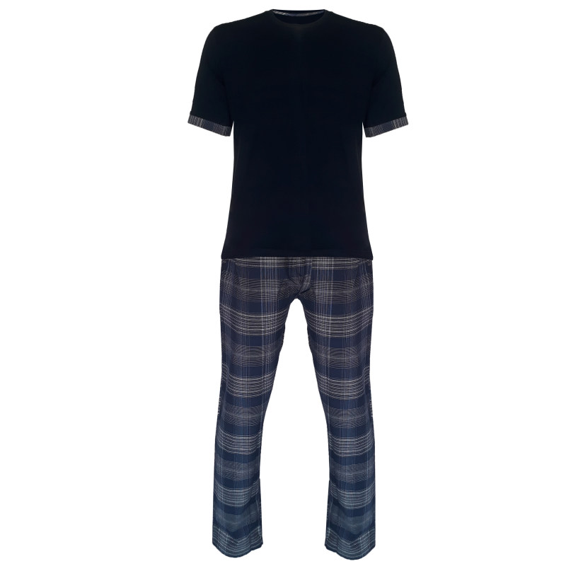 ست تی شرت و شلوار مردانه لباس خونه مدل طه کد 991111 رنگ سرمه ای